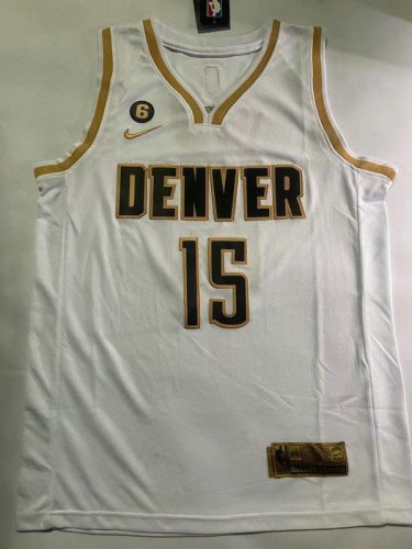 NBA 15 Jokic Nuggets 23-24 Maillot blanc or brodé